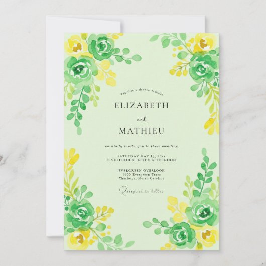 Invitation Mariage au feuillage de citron vert eucalyptus (Devant)