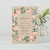 Invitation Mariage au feuillage de corail beige Eucalyptus (Debout devant)