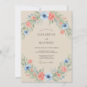 Invitation Mariage au feuillage de corail céruléen Eucalyptus