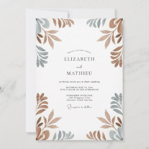 Invitation Mariage au feuillage de cuivre et eucalyptus assou