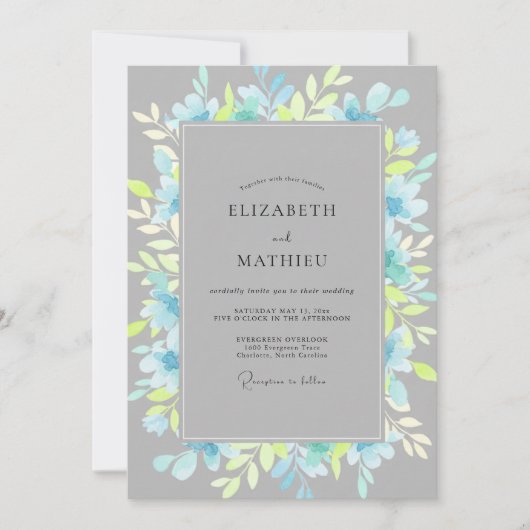 Invitation Mariage au feuillage de eucalyptus chartreuse sur (Devant)