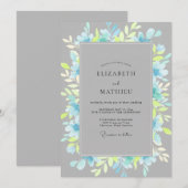 Invitation Mariage au feuillage de eucalyptus chartreuse sur (Devant / Derrière)