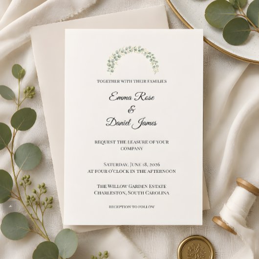 Invitation Mariage au feuillage de eucalyptus de luxe