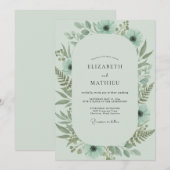 Invitation Mariage au feuillage de fougère céladon (Devant / Derrière)