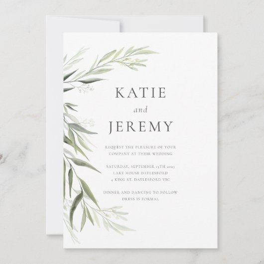 Invitation Mariage au Feuillage de Gomme d'Eucalyptus (Devant)