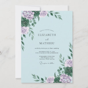 Invitation Mariage au feuillage de lilas et eucalyptus