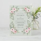 Invitation Mariage au feuillage de menthe eucalyptus (Debout devant)