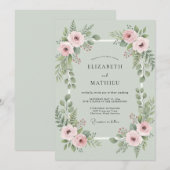 Invitation Mariage au feuillage de menthe eucalyptus (Devant / Derrière)