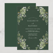 Invitation Mariage au feuillage de mousse profonde (Devant / Derrière)