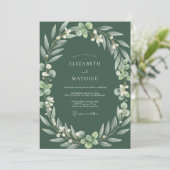 Invitation Mariage au feuillage de mousse sombre (Debout devant)