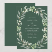 Invitation Mariage au feuillage de mousse sombre (Devant / Derrière)