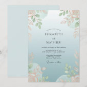 Invitation Mariage au feuillage de pêche céleste Eucalyptus (Devant / Derrière)