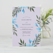 Invitation Mariage au feuillage de pervenche gris Eucalyptus (Debout devant)