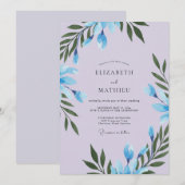 Invitation Mariage au feuillage de pervenche gris Eucalyptus (Devant / Derrière)