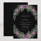 Invitation Mariage au feuillage de prune Eucalyptus noir (Devant / Derrière)