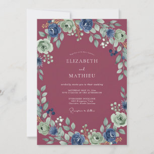 Invitation Mariage au feuillage de renoncule de baie