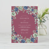Invitation Mariage au feuillage de renoncule de baie (Debout devant)