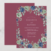 Invitation Mariage au feuillage de renoncule de baie (Devant / Derrière)