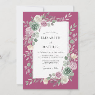 Invitation Mariage au feuillage de renoncule eucalyptus magen