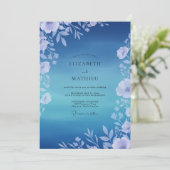 Invitation Mariage au feuillage de vigne saphir (Debout devant)
