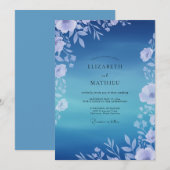 Invitation Mariage au feuillage de vigne saphir (Devant / Derrière)