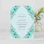 Invitation Mariage au feuillage d'eucalyptus Aqua (Debout devant)