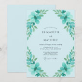 Invitation Mariage au feuillage d'eucalyptus Aqua (Devant / Derrière)
