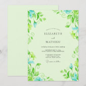 Invitation Mariage au feuillage d'eucalyptus Aqua Lime (Devant / Derrière)