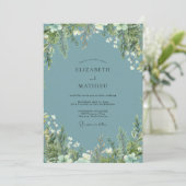 Invitation Mariage au feuillage d'eucalyptus ardoise (Debout devant)