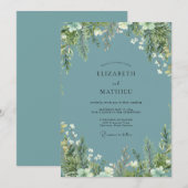 Invitation Mariage au feuillage d'eucalyptus ardoise (Devant / Derrière)