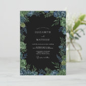 Invitation Mariage au feuillage d'eucalyptus ardoise de minui (Debout devant)