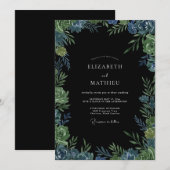 Invitation Mariage au feuillage d'eucalyptus ardoise de minui (Devant / Derrière)