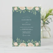 Invitation Mariage au feuillage d'eucalyptus ardoise profond (Debout devant)