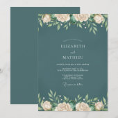 Invitation Mariage au feuillage d'eucalyptus ardoise profond (Devant / Derrière)