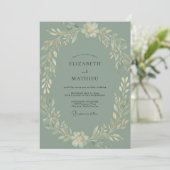 Invitation Mariage au feuillage d'eucalyptus céladon (Debout devant)