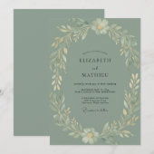 Invitation Mariage au feuillage d'eucalyptus céladon (Devant / Derrière)