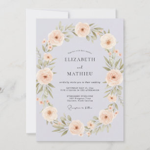 Invitation Mariage au feuillage d'eucalyptus et à l'abricot d