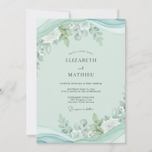 Invitation Mariage au feuillage d'eucalyptus et pistache