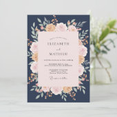Invitation Mariage au feuillage d'eucalyptus Midnight Blush (Debout devant)