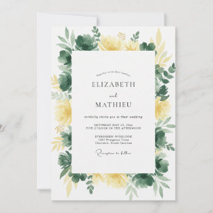 Invitation Mariage au feuillage d'eucalyptus olive doré