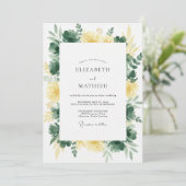 Invitation Mariage au feuillage d'eucalyptus olive doré (Debout devant)