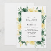 Invitation Mariage au feuillage d'eucalyptus olive doré (Devant / Derrière)