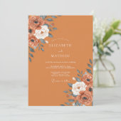 Invitation Mariage au feuillage d'eucalyptus orange brûlé (Debout devant)