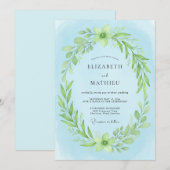 Invitation Mariage au feuillage d'eucalyptus Sky Lime (Devant / Derrière)