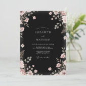 Invitation Mariage au feuillage d'eucalyptus teinté de rose (Debout devant)