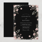 Invitation Mariage au feuillage d'eucalyptus teinté de rose (Devant / Derrière)