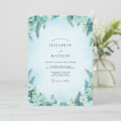 Invitation Mariage au feuillage d'eucalyptus turquoise (Debout devant)