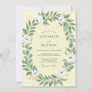 Invitation Mariage au feuillage d'olive citron eucalyptus att