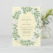 Invitation Mariage au feuillage d'olive citron eucalyptus att (Debout devant)