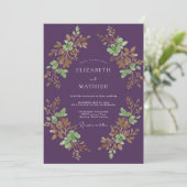 Invitation Mariage au feuillage d'olive d'eucalyptus prune (Debout devant)